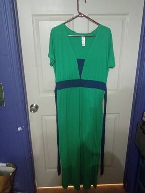 Green and Blue dress that ties in the back